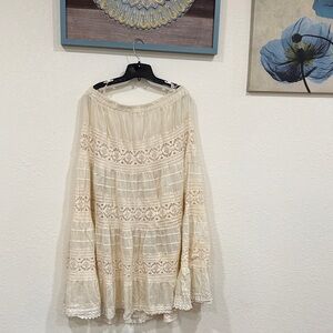 Chic Cream Lace A-Line Skirt